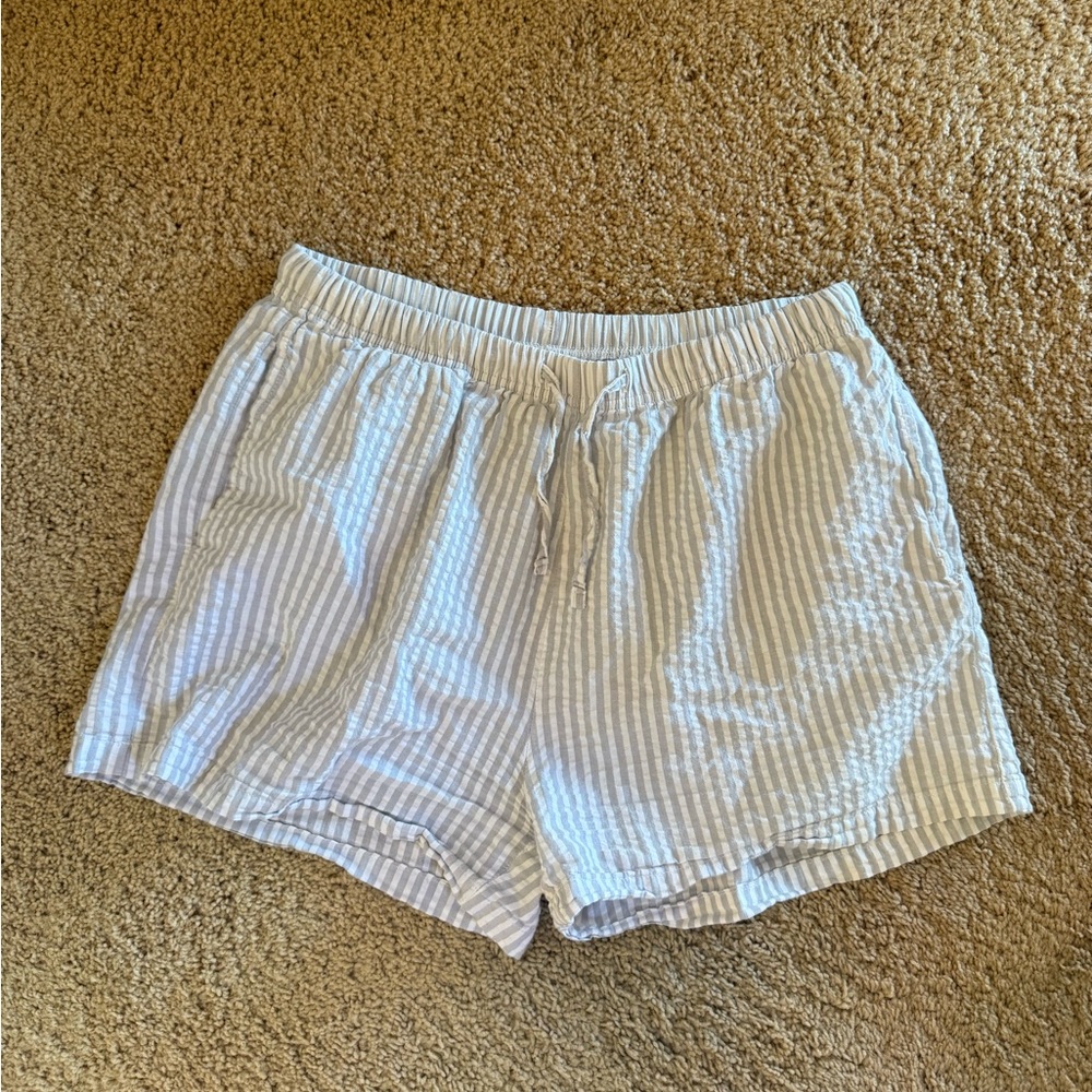 Striped White and Gray Shorts